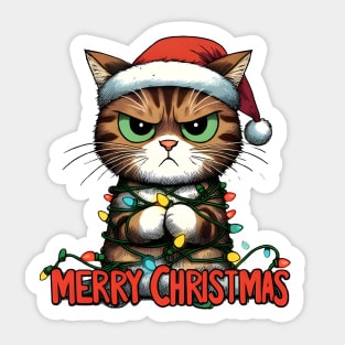 Whiskers Wonderland: Festive Feline Cartoons for Purr-fect Holiday Cheer! Sticker